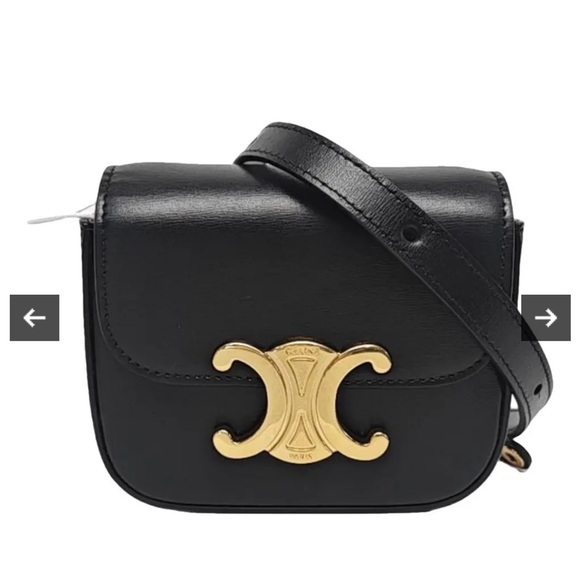 Celine Black Leather Crossbody with Gold Triomphe Hardware - Picture 2 of 12